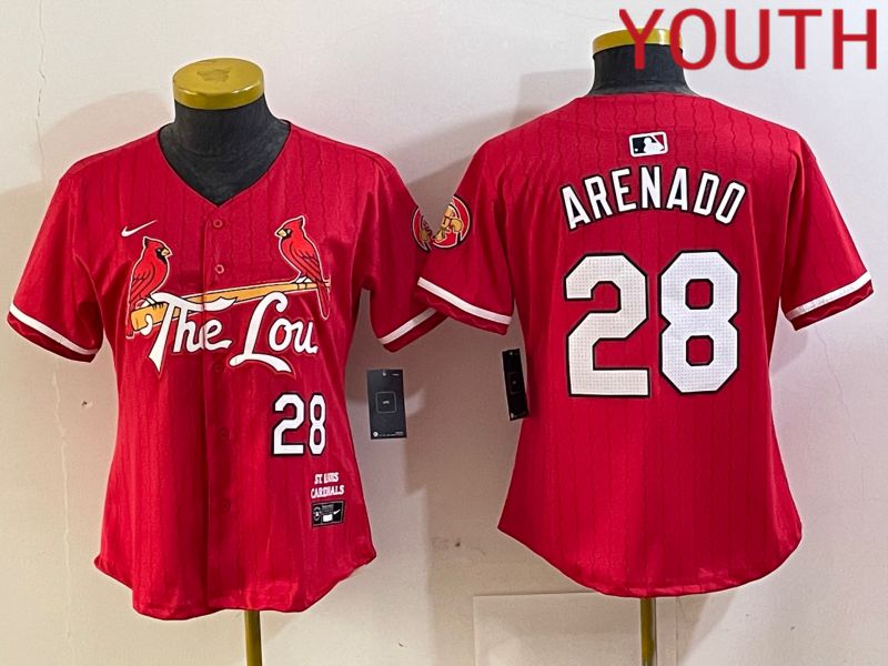 Youth St.Louis Cardinals #28 Arensdo Red City Edition 2024 Nike MLB Jersey style 1->youth mlb jersey->Youth Jersey
